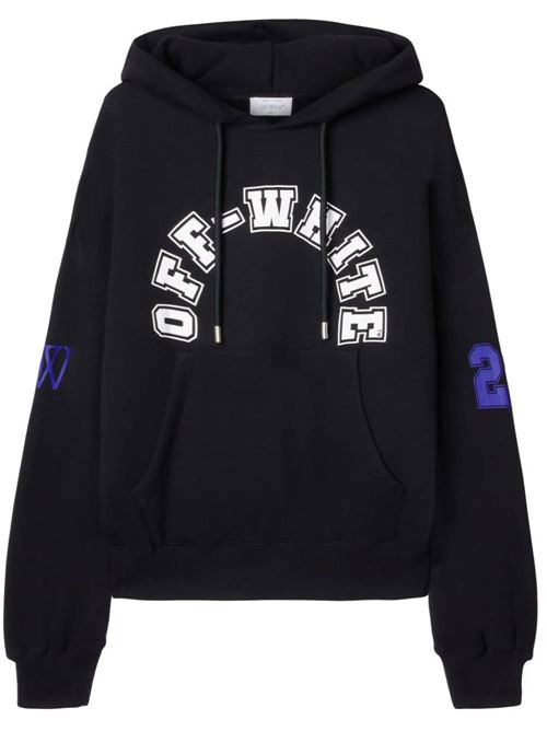 black/white/violet purple cotton drawstring hood logo print OFF WHITE | OMBB118S24FLE0051001